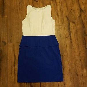 Blue & White Peplum Dress